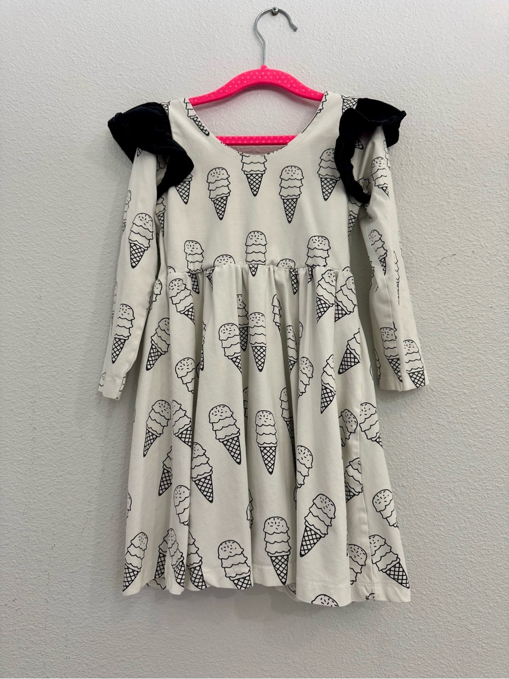 Long sleeve dress - Ice cream - organic cotton - Size 5